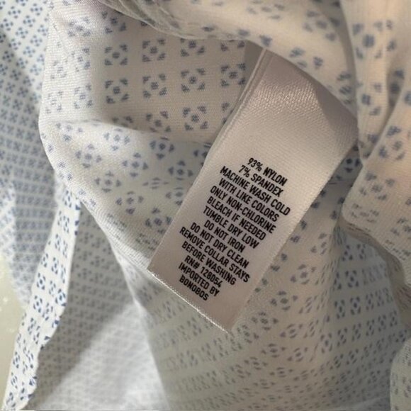 Bonobos Shirt Mens Medium Long White Blue Geometric Short Sleeve Standard Fit - Picture 4 of 7